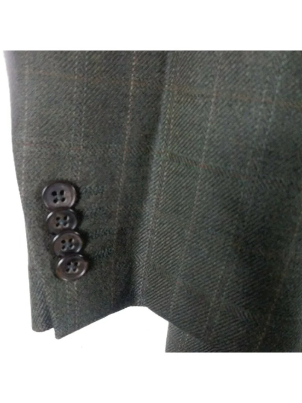 Michael Kors Woolmark Plaid Wool Blazer Mens 38S Green Career Office Classic
